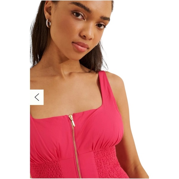 Anthropologie Square Neck Zip Up Tommie Midi Dress Sleeveless tank Pink - Picture 3 of 9